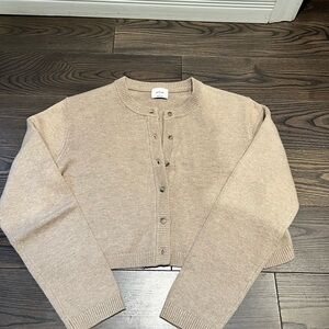 Wilfred Beige Cropped Button Front Cardigan